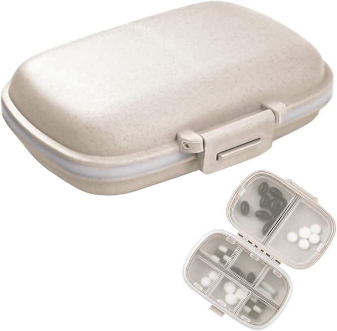 1pack travel pill organizer, 8 compartments portable pill case, small pill box for pocket purse portable medicine vitamin container beige 1pack travel pill organizer, 8 compartments portable pill case, small pill box for pocket purse portable medicine vitamin container beige