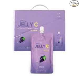 sweet jelly c konjac jelly | vegan, gluten free, sugar free, low calorie | healthy drinkable fruit snack | 10 pack box food drink pouch (grape)